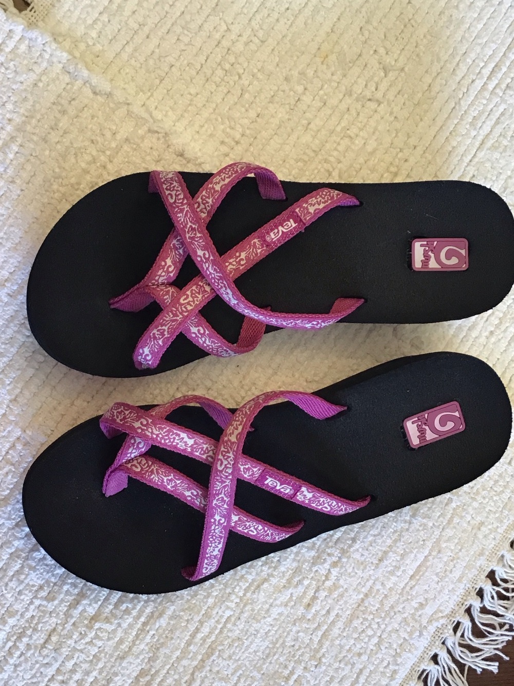 Teva Pink Patterned Cross-Strap Flip Sandals